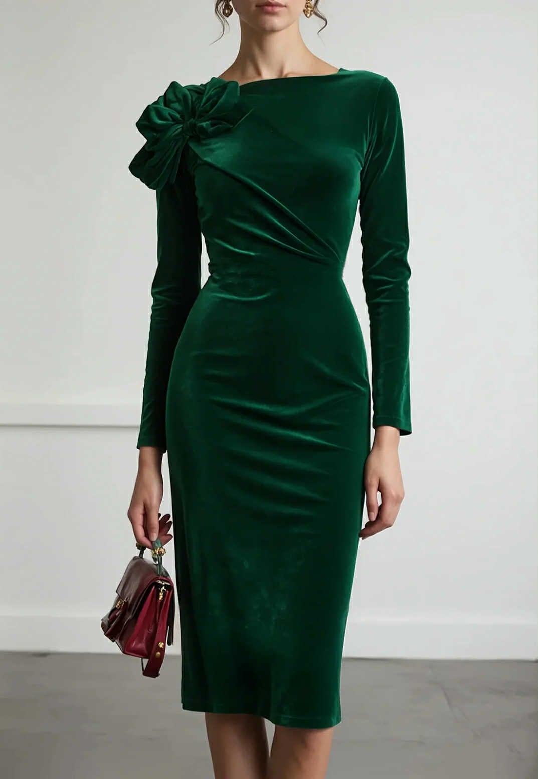 Rochia de catifea Esmeralda verde