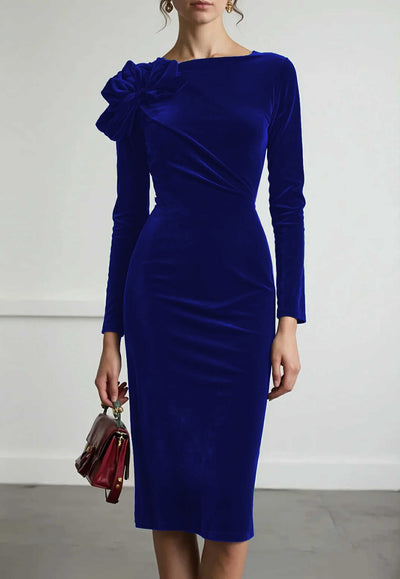 Rochia de catifea Esmeralda albastru