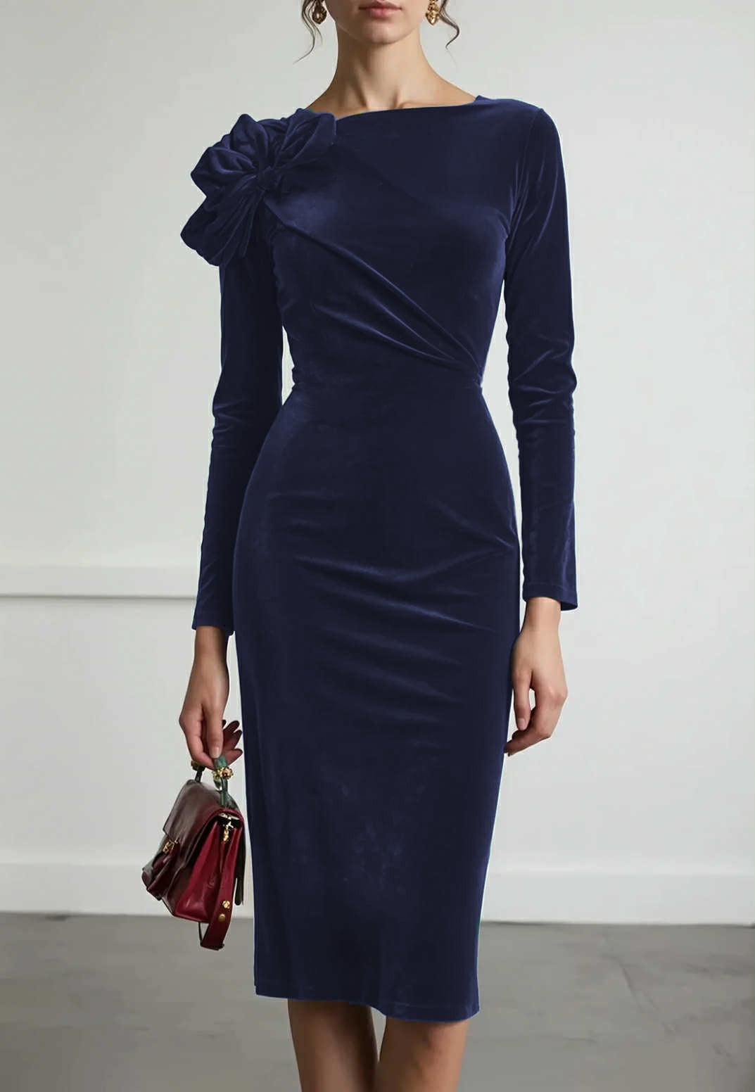 Rochia de catifea Esmeralda bleumarin