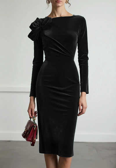 Rochia de catifea Esmeralda negru