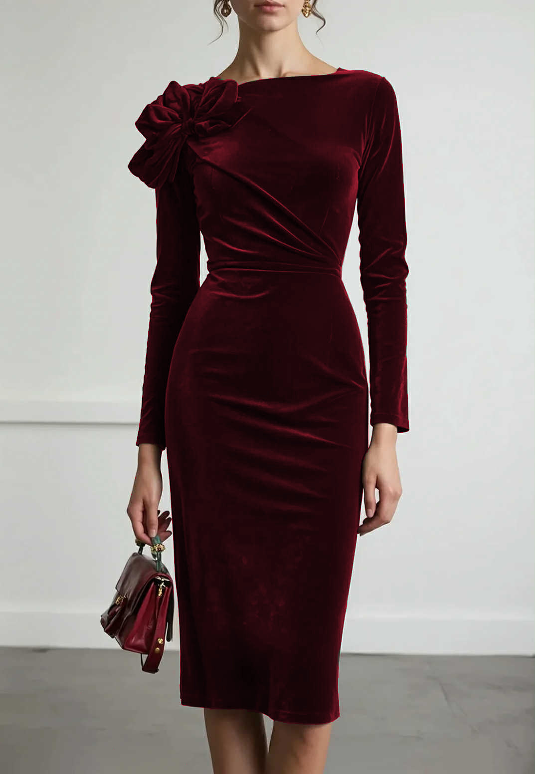 Rochia de catifea Esmeralda grena