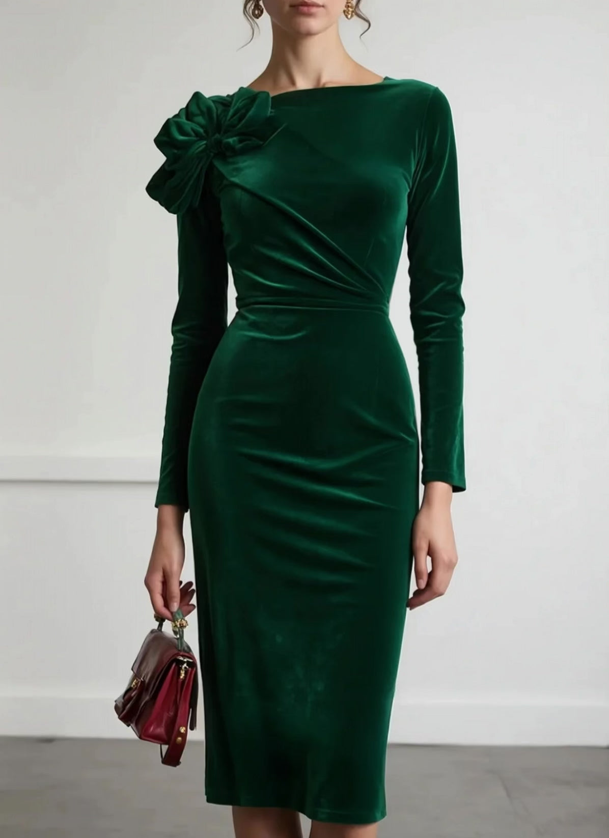 Rochia de catifea Esmeralda verde