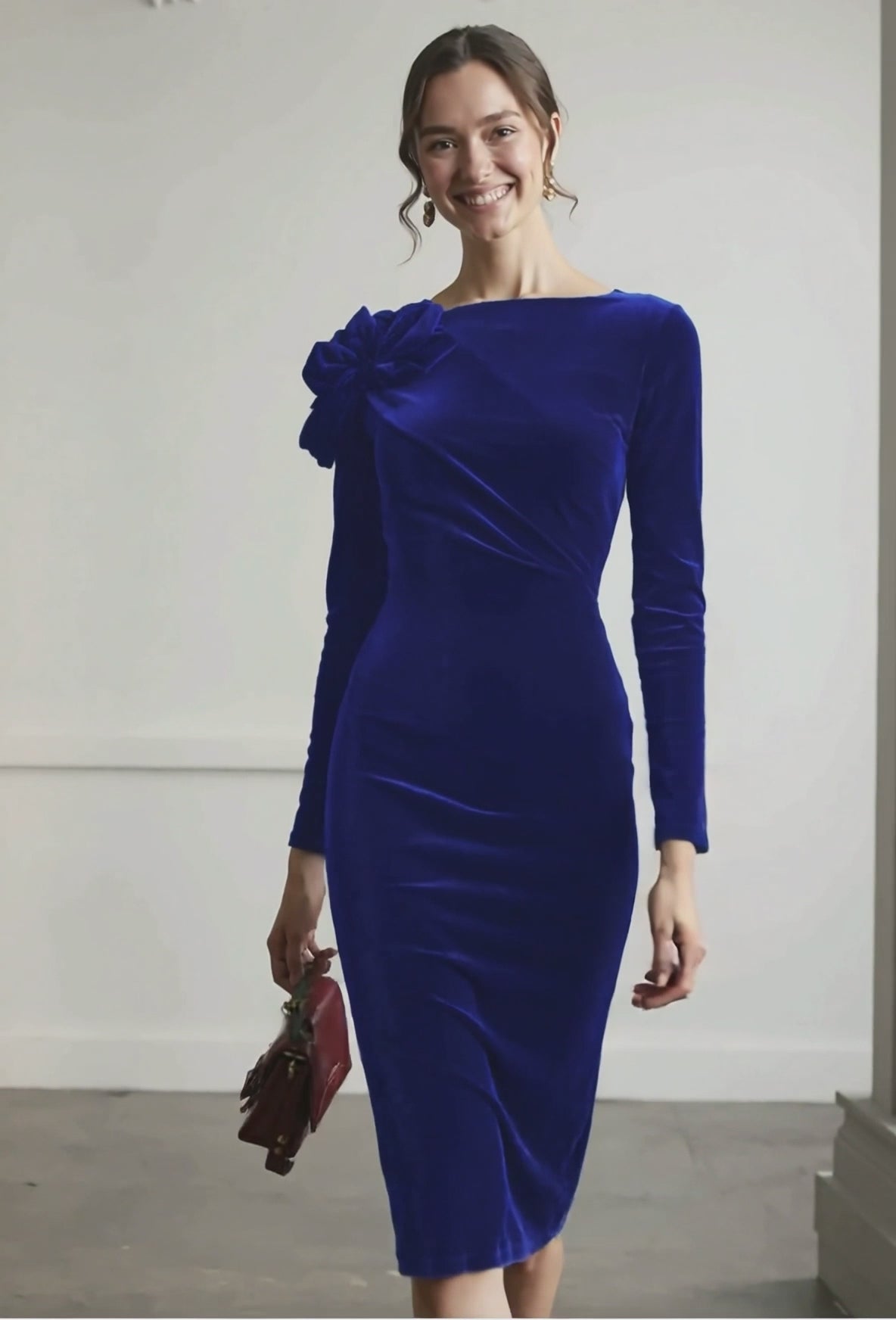 Rochia de catifea Esmeralda albastru